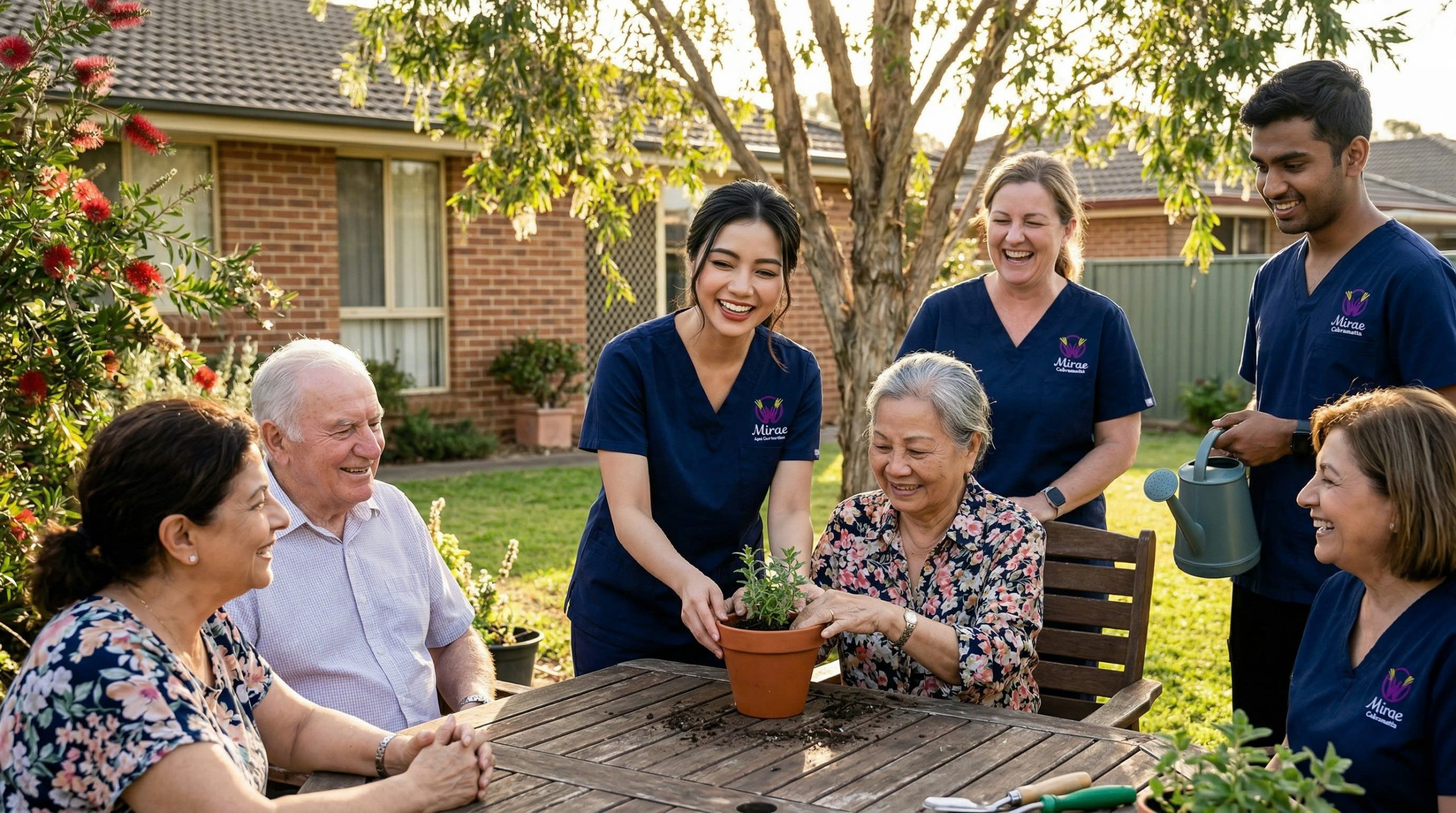 HomeCaring Care worker pushing a client in a wheelchair through a living room