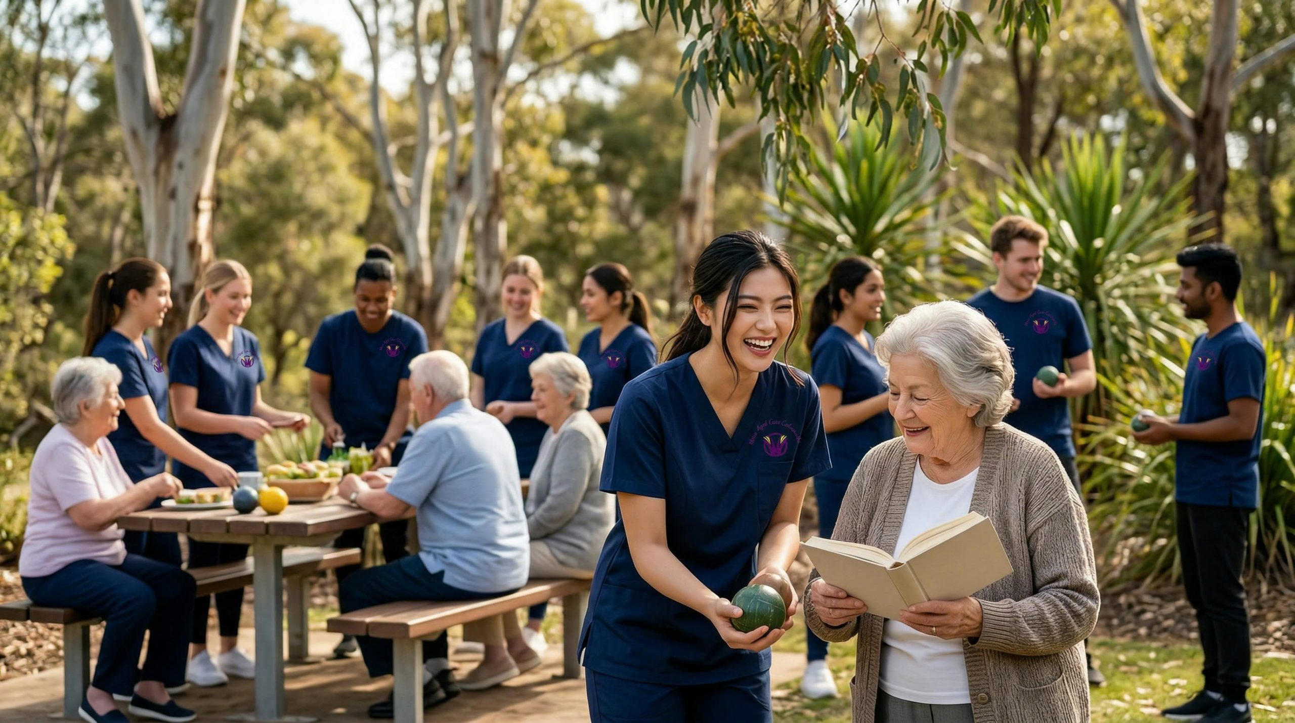 HomeCaring Care worker pushing a client in a wheelchair through a living room